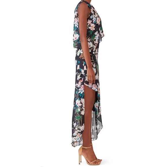 Slate & Willow Women's Maxi Dress Black Hudson Floral One-Shoulder Sz 4 - Picture 12 of 15
